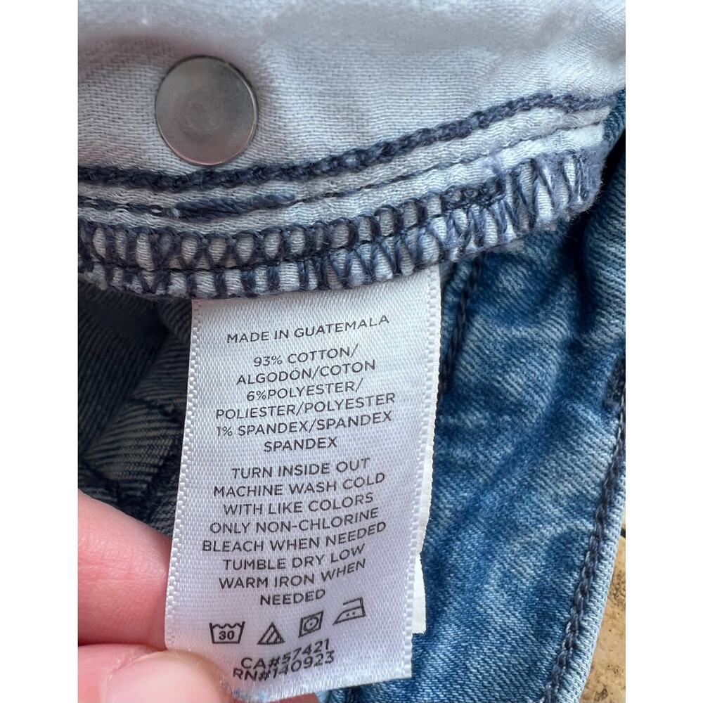 LOFT Petite High Rise Slim Flare Jeans Light Wash Frayed Raw Hem 34/ 18 - Picture 10 of 15